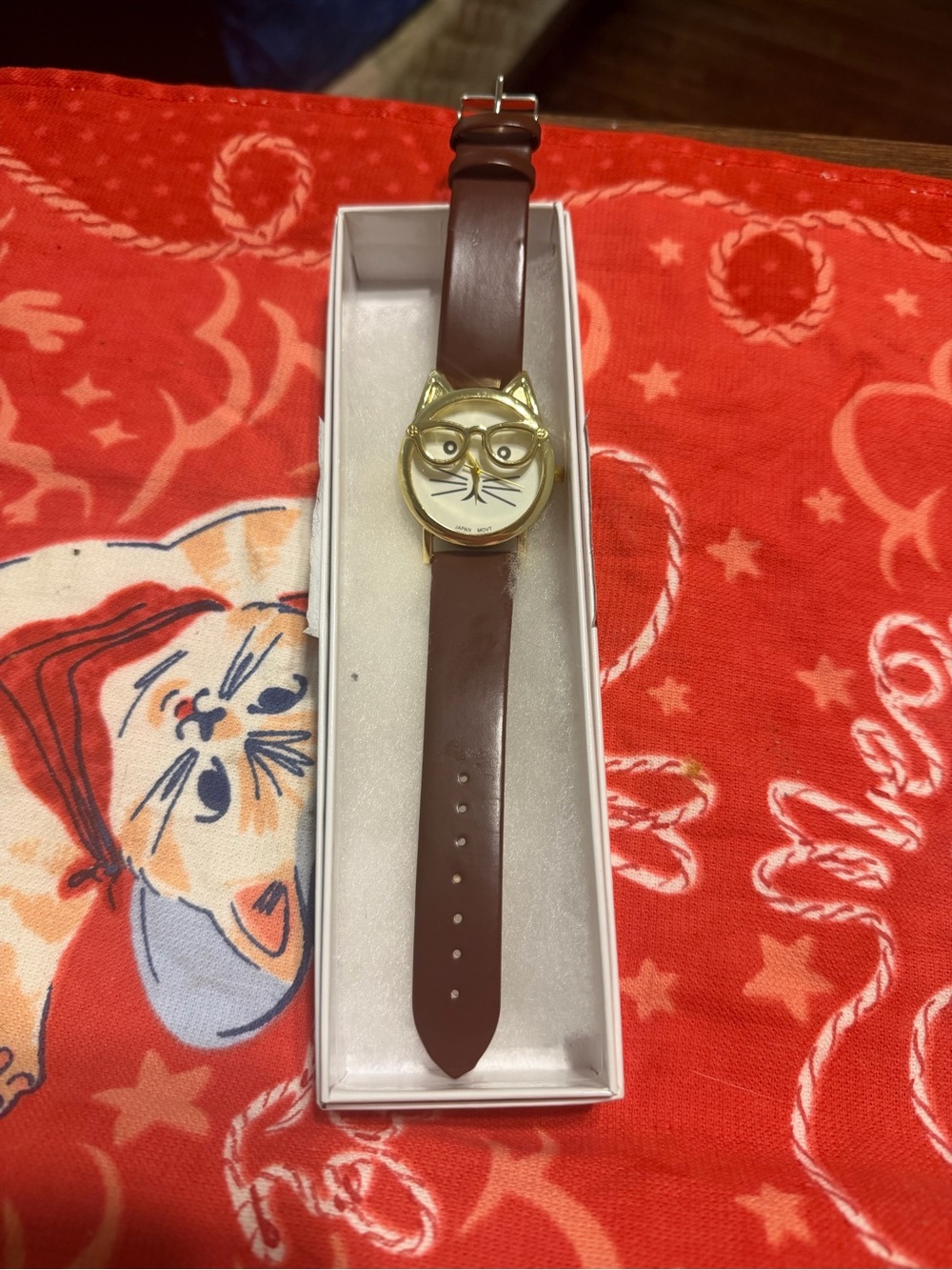 Cat Face with Glasses Watch with Brown Strap🐱🤓 - Picture 11 of 14